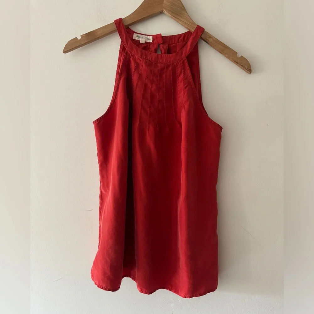 Martin + Osa Red Orange 100% Silk Tank Top
